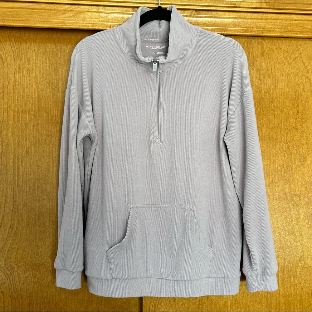 Marc New York Lavender Ribbed Quarter Zip Sweatshirt Size Medium